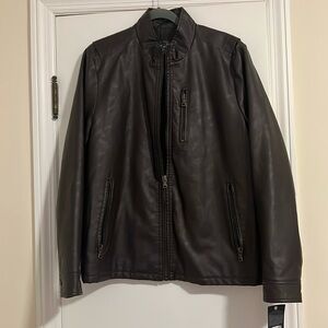 NWT Bass Men’s Zip-Up Dark Brown Leather Jacket